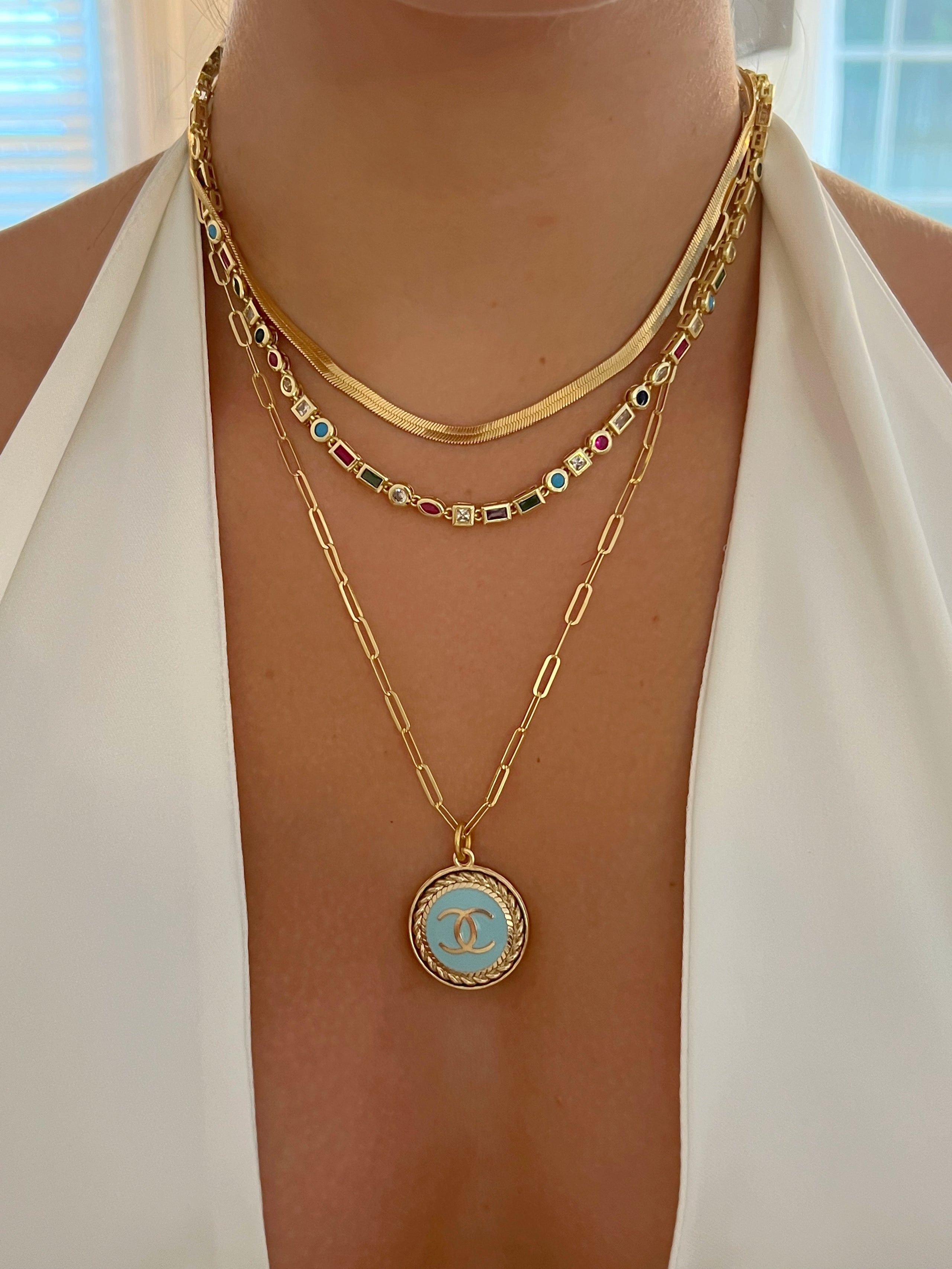 Repurposed chanel sales button necklace